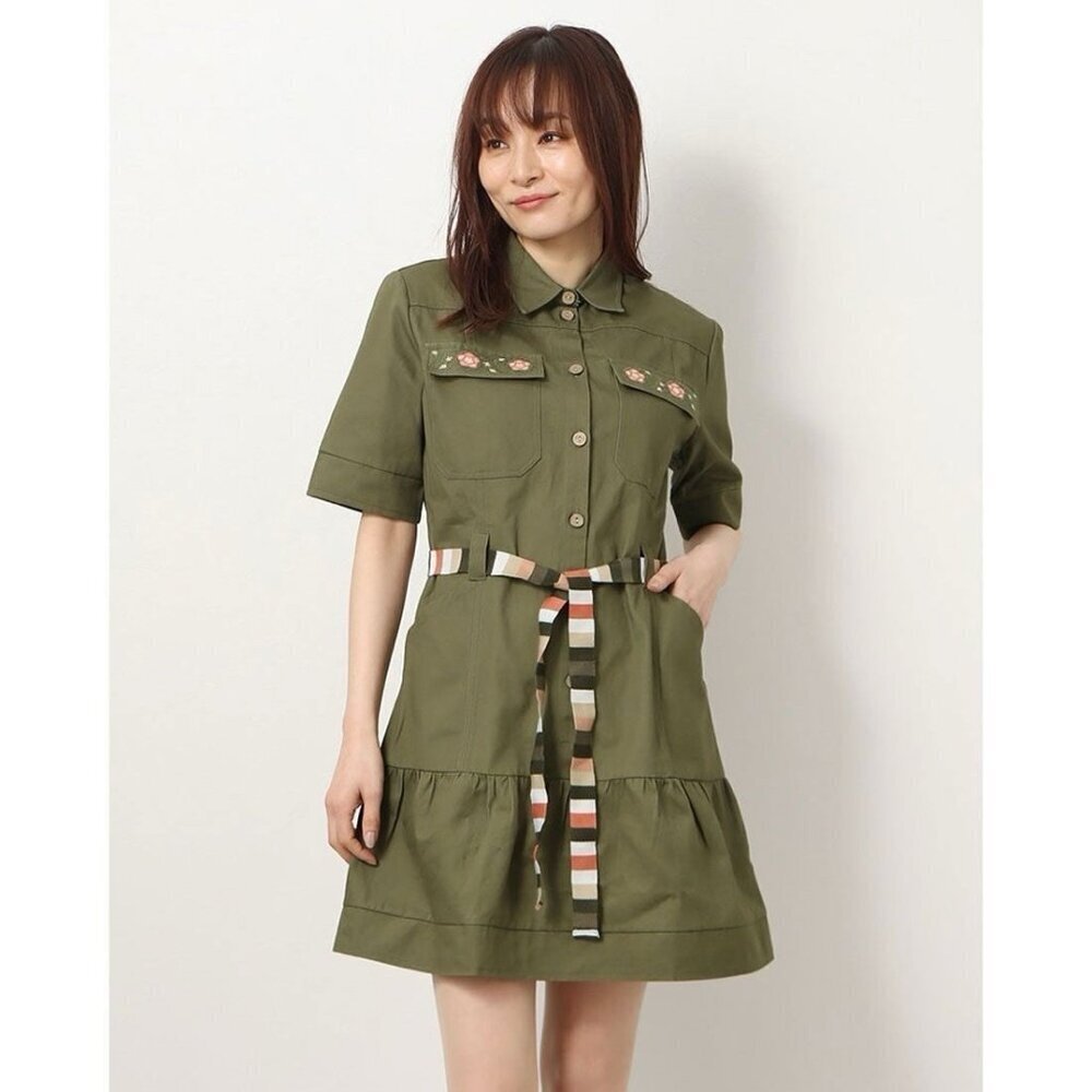 Desingual Green Khaki Shirt Dress XL EUC